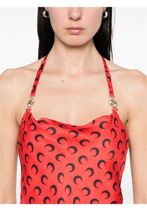 moon printed satin long dress woman red MARINE SERRE | WDR302B CWOV0060RD10